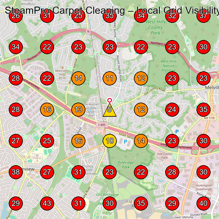 SteamPro Carpet Cleaning GeoGrid visibility map for Carpet Cleaning Service in Lindenhurst
